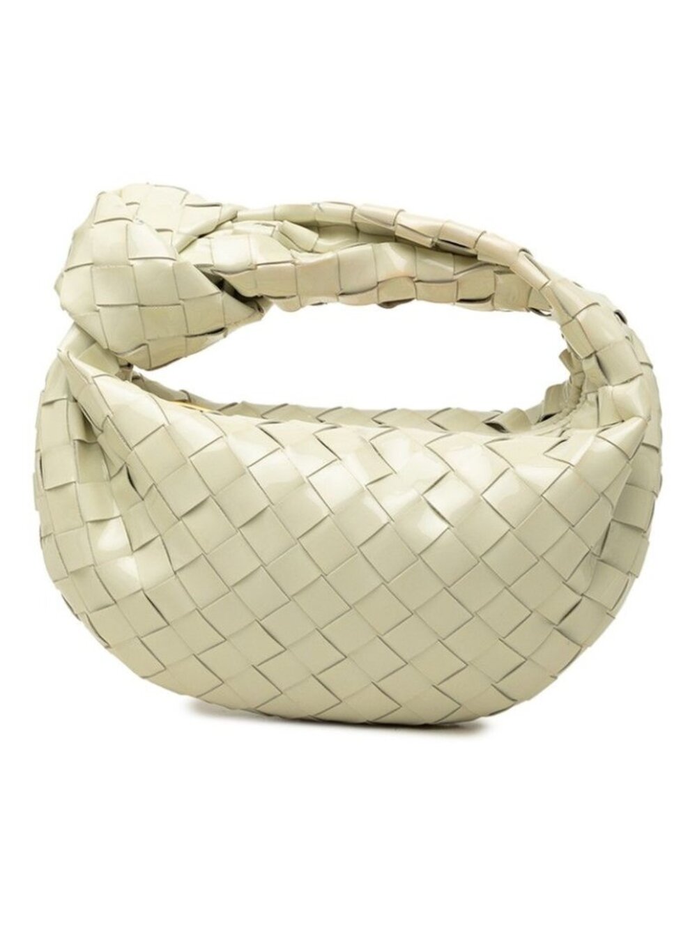 Bottega Veneta Intrecciato Mini Jodie Handbag White Patent Leather